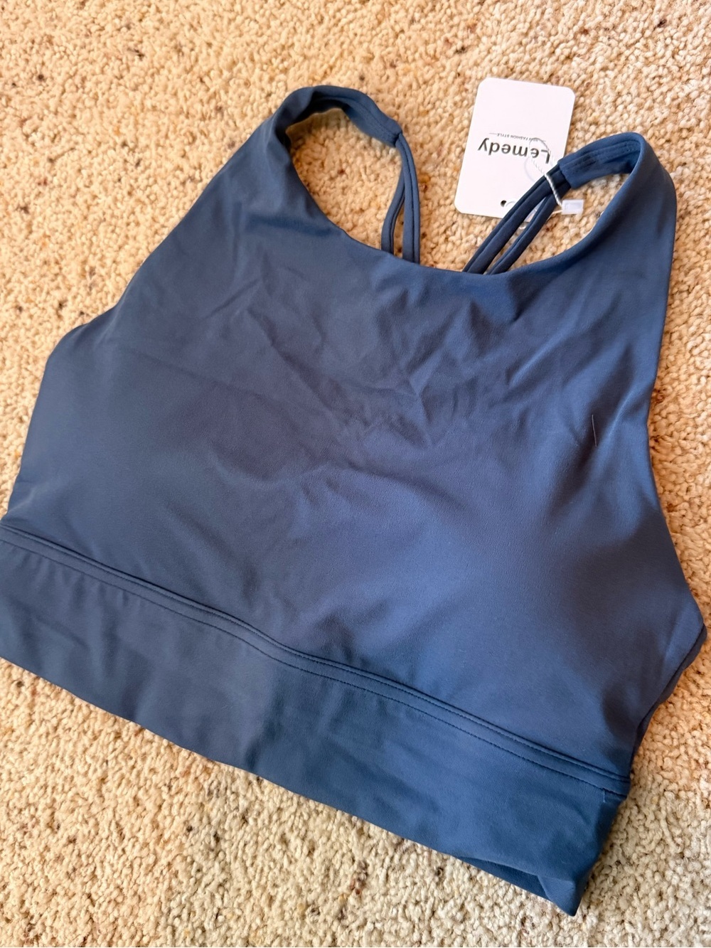 Lemedy Blue High-Neck Sports Bra sz L NWT